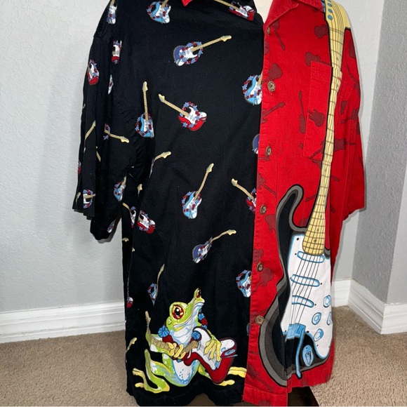 Chillwear Y2K frog guitar all over print graphic Button Front Shirt XL - Picture 4 of 12